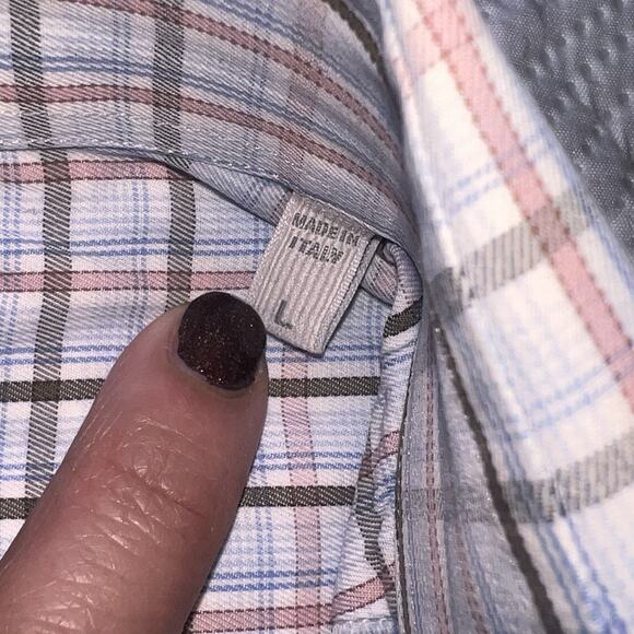 Ermenegildo Zegna Shirt Men’s Size L Plaid Button Long Sleeve 100% Cotton Italy - Picture 14 of 15